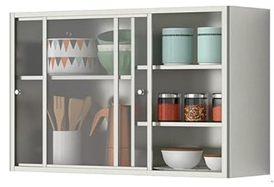 TWHZSAI Armoire Murale Robuste en Acier Inoxydable avec Porte coulissante pour Le Rangement de la Salle de Bain et de la Cuisine (Argent 80x50x25cm)