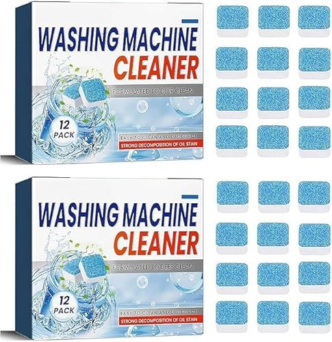 Washing Machine Cleaner Descaler, Washing Machine Cleaning Tablets, Clean Inside Drum and Laundry Tub Seal,24 Pack Deep Cleaning Tablets for Front Loader & Top Load Washer (24 pcs)