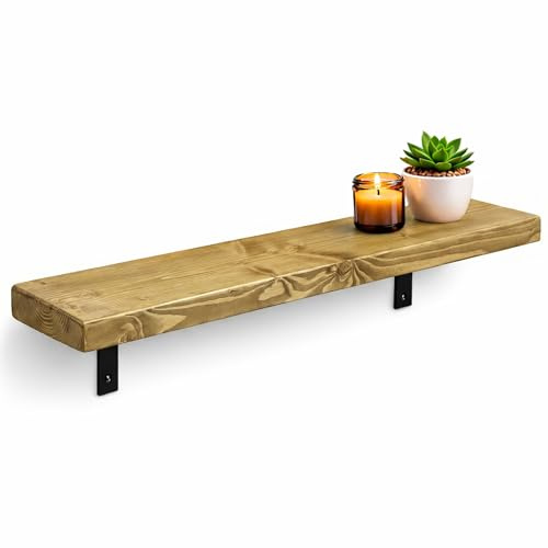 MKGT Radiator Shelf Solid Wood with Brackets | Rustic Wood Above Radiator | Radiator Cover Shelf for Hallway & Living Room – UK Handmade (Dark Oak, 110 cm)