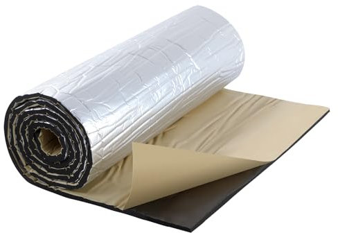 Putentfun 10mm Self Adhesive Aluminium Foil Insulation,Thermal Soundproof Cotton Layer,Heat Reflector & Radiant Barrier,Ideal for Roofs,Walls & Camper,0.5m x 10m(0.5m x 2m x 5Roll) = 5㎡