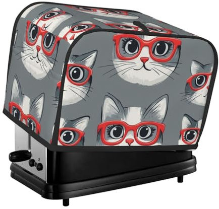 Protección para tostadora con estampado para gatos 2 rebanadas de protección para panificadora de huellas dactilares, cubierta de polvo para electrodomésticos pequeños de cocina