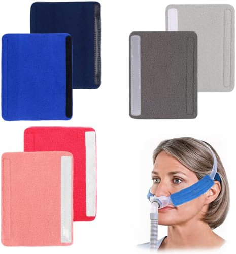 JAWUZ Housses De Sangle Cpap, 6 Pièces Bande Pour Masque Apnée Du Sommeil,Protection Coussinets De Confort Pour Sangle Cpap, Coussinets Faciaux Cpap(Bleu/gris/rose)