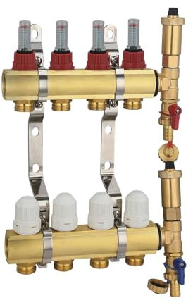 AVANSA Messing Verteiler für Fußbodenheizung Wasser (4-Wege-Verteiler für Fußbodenheizung Wasser)