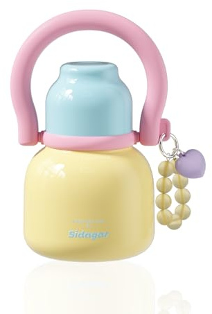 Sidagar 22 oz Leakproof Insulated Water Bottle with Handle Dual Lid Yellow | 316L Stainless Steel | Dual Drinking Options | BPA-Free | Steel | Cold 24H & Hot 12H | Wide Mouth Design | Easy Cleaning