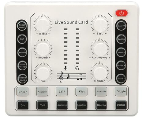Keenso Präzise Live Sound Card Superior Sound Quality Rauschreduktion Mixer Board für DJ -Mixer, Podcast -, PC, Telefon, Weißes Material
