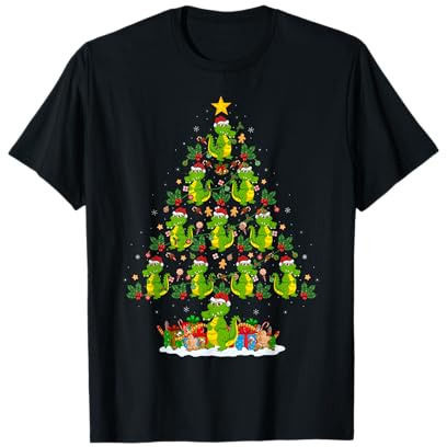 Alligator Crocodiles Christmas Tree Lights Decor Funny Xmas T-Shirt