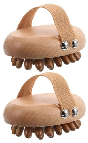 WEKAMOS 2 Stück Holzhaarkamm Massagebürste Shampoo Pinsel Auslöser Punktmassagegerät Entspannungsmassagegerät Kopfhautmassagekamm Holzkamm Kopfmassagegerät Gua Sha Kamm