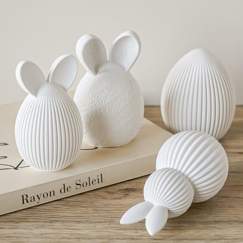 YODOYO Silikonformen Gießformen Ostern 4 Stück, Osterhasen Kerzenformen | Gießform für Kerzenwachs, Gips, Beton, Resin, wiederverwendbare DIY Osterdeko, Tischdeko & Frühlingsdeko