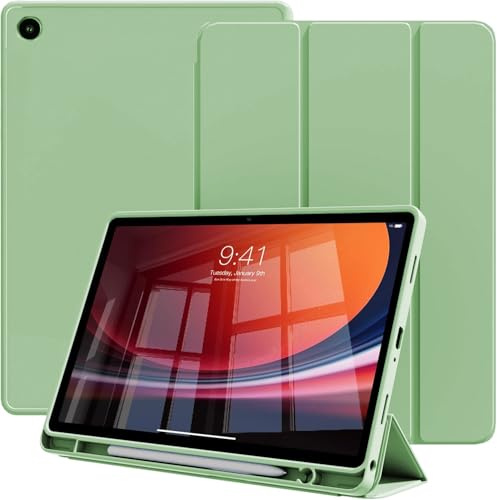 YRH Case for Samsung Galaxy Tab A11 Plus 2025, 11 inch, with Pen Holder, Auto Sleep/Wake, Soft TPU Protective Tablet Cover (Light Green)