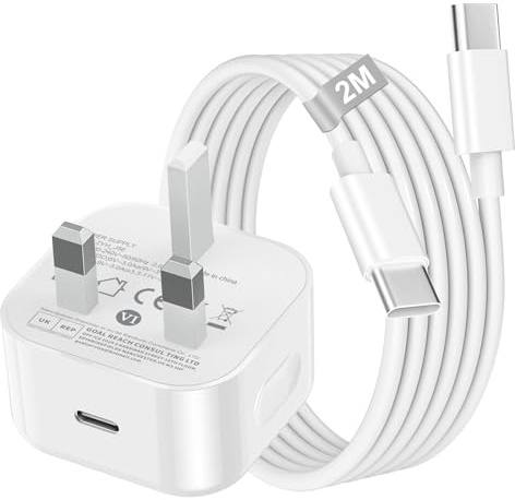 iPhone 15 16 17 Fast Charger, 30W USB C Charger Plug with 2M USB C Cable Fast Charging for iPhone 17 16 Pro/16 Pro Max/16e/15 Pro/15 Plus, iPad Pro/Air/Mini, iPhone Charger USBC Plug UK Power Adapter