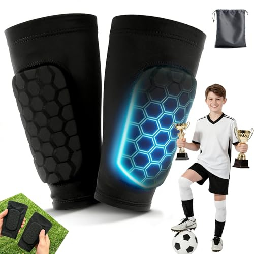 Schienbeinschoner Kinder Fussball 2026 Neu Integrierte Schienbeinschoner für Skifahren Fußball Ski, Skisocken mit Schienbeinschutz, Atmungsaktiv & rutschfest Stoßfest Shin Pads