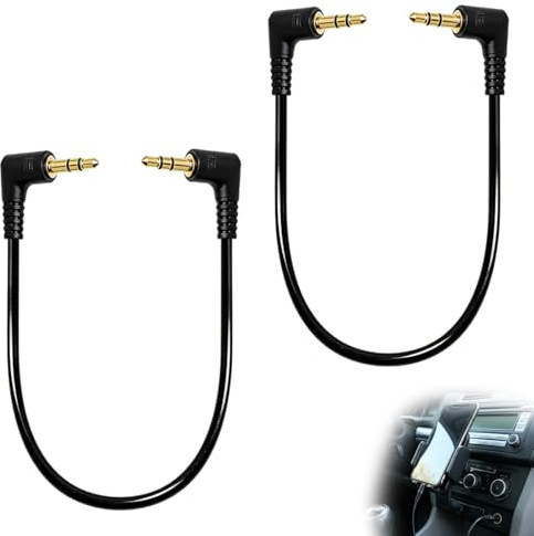 Jetstream 2 Stück Audio Kabel, 3,5 mm Klinkenstecker, 90 Grad TRS Stecker auf Stecker, AUX-Adapter, Stereo Spiral 3,5 Klinken Audiokabel für Kopfhörer, Externes Audiogerät