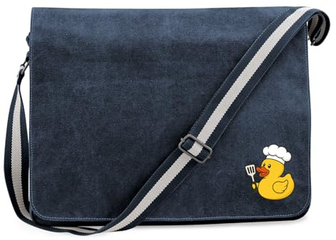 Huuraa Umhängetasche Quietscheente Küche Comic Gummiente 14 Liter Vintage Navy Canvas Laptoptasche Geschenkidee