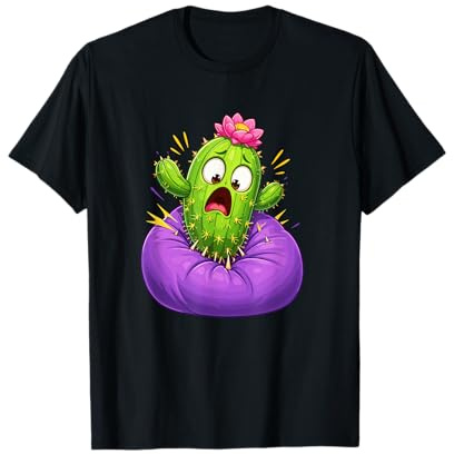 Mignon Cactus Choqué sur Pouf Violet Humour T-Shirt