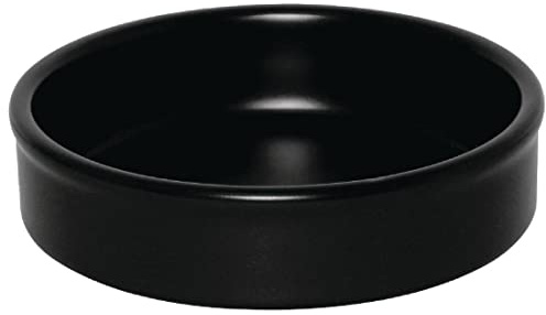 Olympia Mediterranean stapelbares rundes Geschirr-Set 134 mm (6er-Pack), mattschwarzes Steinzeug, Größe: 134 x 30 mm – ofen-, mikrowellen- und spülmaschinenfest, DK833