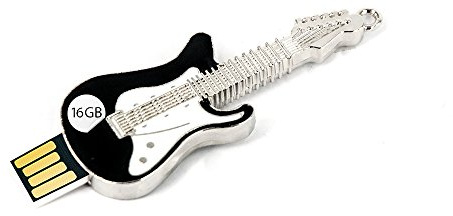 USB Stick E Gitarre 16GB Schwarz Silber Metall Datenspeicher Gadget