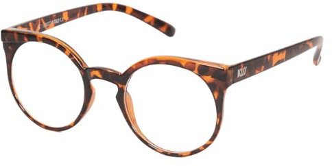 KISS GROUND Damen Brille – Dicke Runde Fassung mit Kantigen Akzenten – Markanter Look für Selbstbewusste Persönlichkeiten – Klare Neutrale Gläser mit UV-Schutz