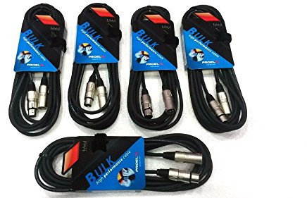 PROEL BULK250LU3 - Cavo audio professionale per Microfono Casse connessioni Cannon XLR M/F set di 5 cavi da 3 mt., Nero