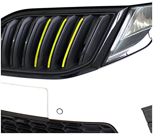 Finest Folia 30 teiliges Aufkleber Set für Front Kühlergrill Sticker für Gitter Nierenaufkleber Zierstreifen Folie selbstklebend Kfz Zubehör (K005 Neon Gelb)