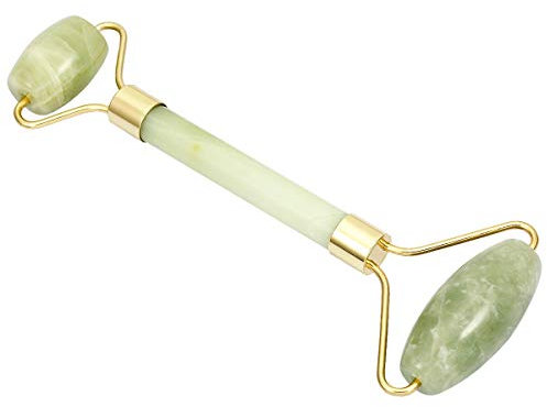 mookaitedecor Rouleau de Massage Facial,Massager Visage Mince Outil Roller Pierre Cristal,Xiuyan Jade Naturelle