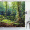 ABAKUHAUS Urwald Duschvorhang, Wilder Efeu auf Bäume, Stoffliches Gewebe Badezimmerdekorationsset mit Haken, 175 x 200 cm, Grün Braun