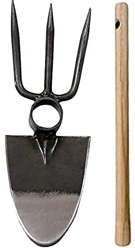 Riegolux 998042 Azada Redonda con Mango, 3 Picos, 270 g