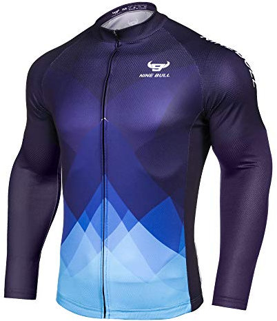 nine bull Herren Radtrikot Kurzarm mit 3 Gesäßtaschen Feuchtigkeitstransport Atmungsaktiv Schnell Trocken Bike Shirt - Blau - X-Groß