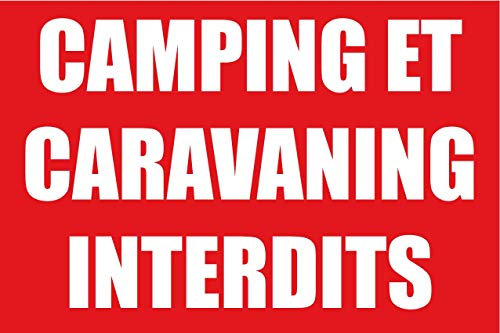 Panneau Camping et caravaning Interdits en PVC de 5mm d'épaisseur 450x300mm