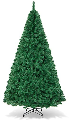 GIANTEX Künstlicher Weihnachtsbaum 150/180/210/240 cm, Tannenbaum Christbaum mit Metallständer, Kunstbaum Dekobaum Weihnachten für Zuhause Büro Geschäfte, grün (240 cm)
