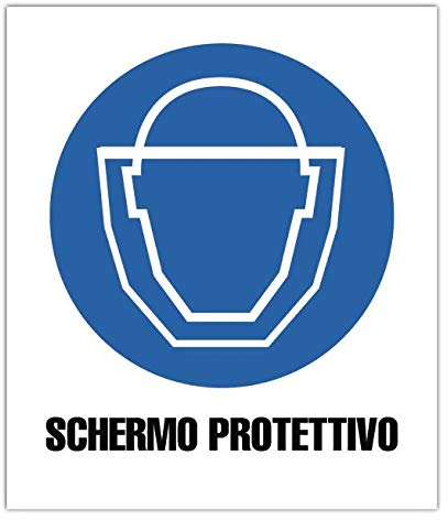 ►Segnaletica di Sicurezza sul lavoro - Segnali di Obbligo - SCHERMO PROTETTIVO - Cartello plastica rigida (Forex® 3mm) - f.to 180x210 mm (21.009)