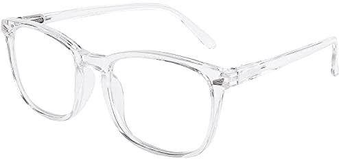 DOOViC Blue Light Blocking Reading Glasses Large Square Transparent Frame Computer Readers Glasses for Men/Women +1.5