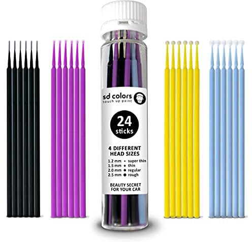 SD COLORS STICKS SWABS 24 PIECES AUTOMOTIVE PAINTWORK CAR DETAILING REPAIR FOR SCRATCHES STONE CHIPS TOUCH UP MICRO BRUSH 1.2mm 1.5mm 2.0mm 2.5mm