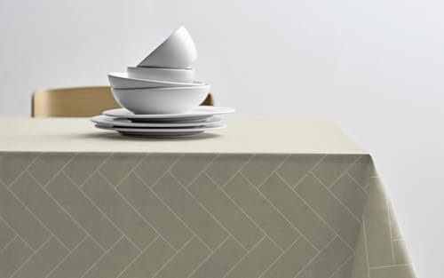 Södahl Tiles Damast-Tischdecke aus 100% Baumwolle, 140 x 270 cm, Eucalyptus