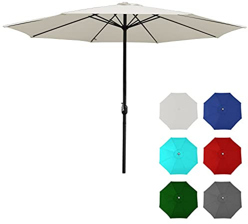 Jiubiaz 3.5m Sonnenschirm Gartenschirm UV30+ Wasserabweisende UV-Schutz Rund Ampelschirm Farbwahl mit Handkurbel Marktschirm für Balkon, Terrasse & Garten