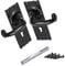 Pair of Black Antique Cottage Handle Lever Locks Hammered Victorian Lever Lock Door Handles Keyholes ON Back Plate with Spindle and Fixing Screws.