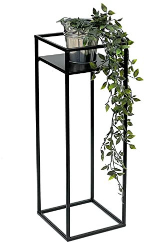 DanDiBo Blumenhocker Metall Schwarz Eckig 62 cm Blumenständer Beistelltisch 453 Blumensäule Modern Pflanzenständer Pflanzenhocker