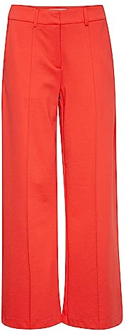ICHI IHKATE SUS Office Wide PA Damen Hose Stoffhose mit Stretch gerader Schnitt, Größe:L, Farbe:Poppy Red (171664)