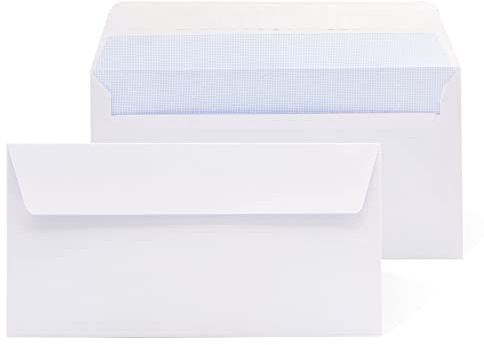 Buste di carta bianca americana, senza finestra autochiusura di striscia di silicone per un facile sigillatura. Adatto per la spedizione di documenti di vari dimensioni - Ofitura (100 bustine)