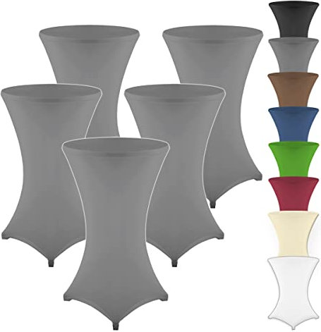 Gräfenstayn 5er-Set Stretch Stehtischhusse Diana mit Öko-Tex Siegel, Verstärkung im Fußbereich, in vielen Farben und Größen Ø60-65cm / Ø70-75cm / Ø80-85cm (Anthrazit, Ø80-85cm)