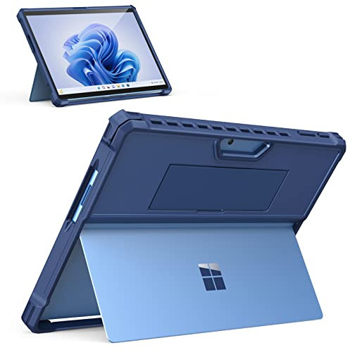 MoKo Hülle Kompatibel mit Surface Pro 11, Surface Pro 10, Surface Pro 9 13 Zoll, All-In-One Tablet Hülle mit Handschlaufe Unterstützt Type Cover Keyboard für Surface Pro 11, Pro 10, Pro 9, Blau