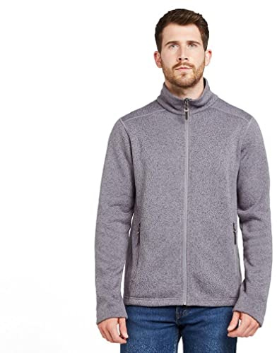 Brasher Men's Rydal III Full Zip Mid-weight Fleece Jacket with a Knitted Finish, Men's Fleece Midlayer, Outdoors, Camping, Trekking, Hiking and Walking Clothing, Grey, L