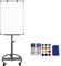 Froadp Whiteboard Flipchart Ständer mit Rädern Höhenverstellbar Beschreibbar Trocken Abwischbar Magnetisch 90x60 cm Mobiles Magnettafel Inkl. Haken, Stiftablage, Stifte, Magnete, Radierer (Typ A)