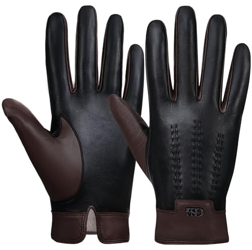 GSG SINCE 1998 Lederhandschuhe Herren aus Lammfell Touchscreen | Warme Handschuhe Herren für den Winter mit Kaschmir-Wollfutter, chromfrei gegerbt, ideal zum Autofahren & Business
