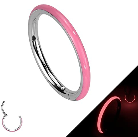 Treuheld® Titan Segmentring-Clicker Piercing mit Glow in the Dark Rand