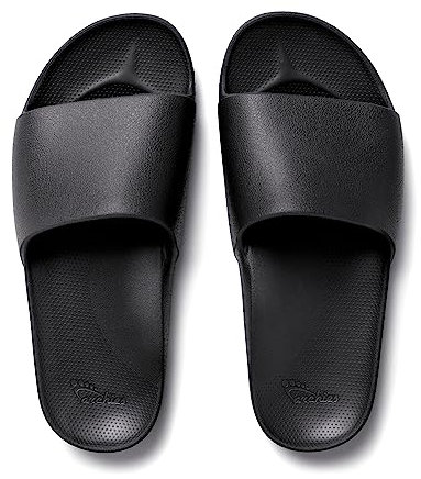 ARCHIES Arch Support Slides – Orthotic Recovery Sandals for Plantar Fasciitis Relief, Foot Pain & Heel Pain – Lightweight, Cushioned, Shock-Absorbing Slides for Walking, Standing, Black (UK 9)