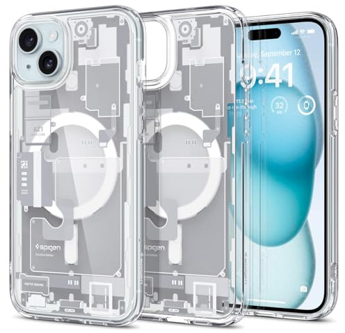 Spigen für iPhone 15 Ultra Hybrid MagFit Hülle [Anti-Yellowing] Case Handyhülle Transparent Dünn Slim Kompatibel mit MagSafe -Zero One White