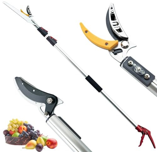 FLORA GUARD 1.4-3m Extendable Long Reach Pruner - Long Reach Pole Saw, Telescopic Fruit Picker, Long Reach Telescopic Tree Pruner - Lightweight Tree Trimmers