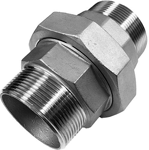 MegaHaustechnik Verschraubung flach dichtend aus V4A Edelstahl 3/4 Zoll AG x AG DN20 Außengewinde Außendurchmesser 26mm Gewinde Fitting Trinkwasser Rohr Kupplung Verbinder Anschluss Stück INOX