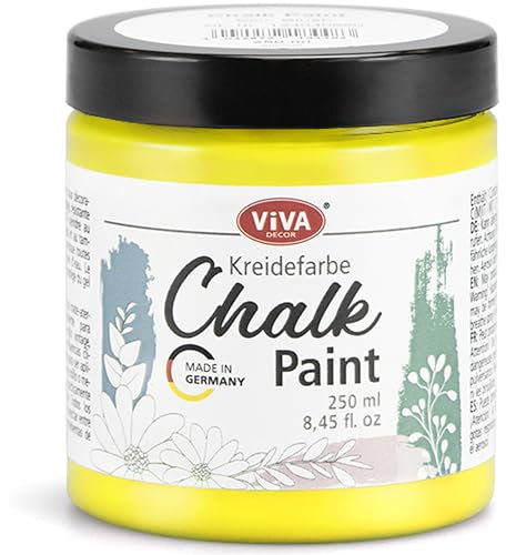Viva Decor Chalk-Paint - Spring Queen - Gelb 250ml - Kreidefarbe für Möbel, Wand und Deko, Mattes Finish, Hochpigmentiert, Ideal für Shabby Chic & Vintage Look für Holz und Oberflächen
