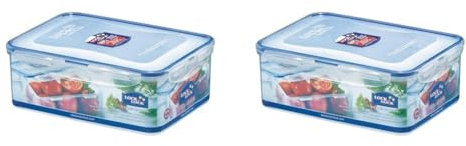 Lock & Lock HPL826 Rectangular Storage Container-Clear/Blue, 2.6 L (Pack of 2)